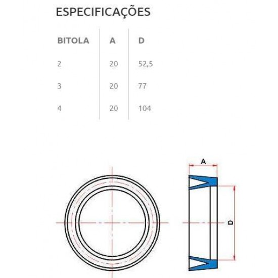 JUNTA BORRACHA VEDAÇÃO IRRIGA EP / ES - 3 POLEGADAS - 50 PEÇAS